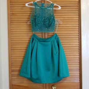 Beautiful jeweled emerald two piece dress